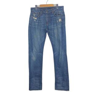 J Brand Men's Blue Kane Slim Straight Leg Distressed Denim Jeans US 33